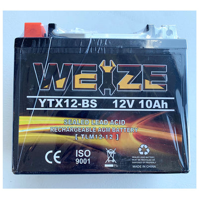 Weize YTX12-BS Motorcycle Battery High Performance Sealed AGM Rechargeable ATV Batteries  5.91 in x 3.43 in x 5.12 in YTX12 #YTX12-BS