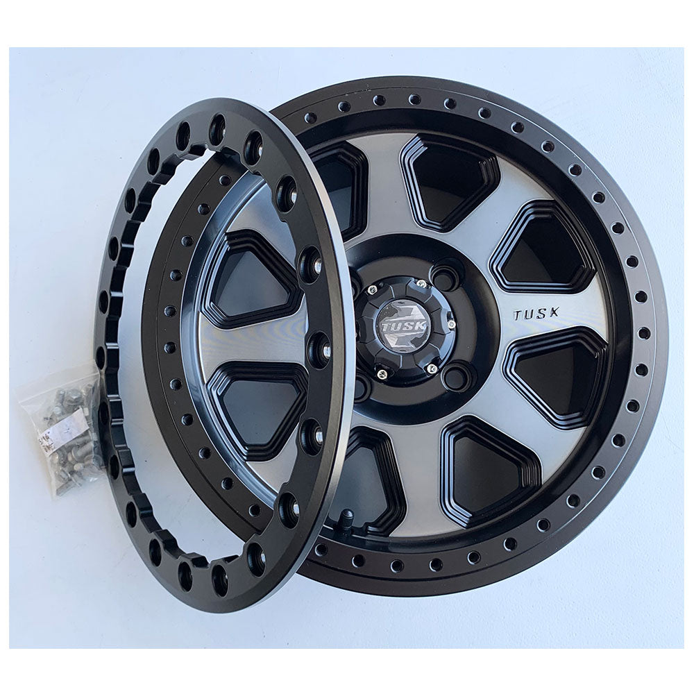 4/110 Tusk Uinta Beadlock Wheel 14x7 5.0 + 2.0 Gunmetal/Black 2012070005-#201-207-0005