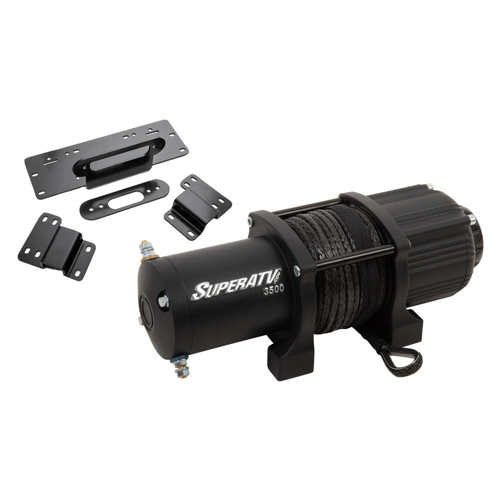 SuperATV Black Ops Winch with Synthetic Rope and Mount Plate 209746P