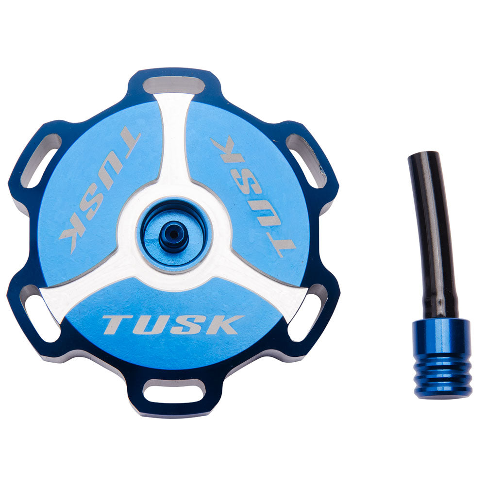 Tusk Billet Aluminum Gas Cap, Clarke Fuel Tanks Blue Machined#mpn_CLARKE-BLU