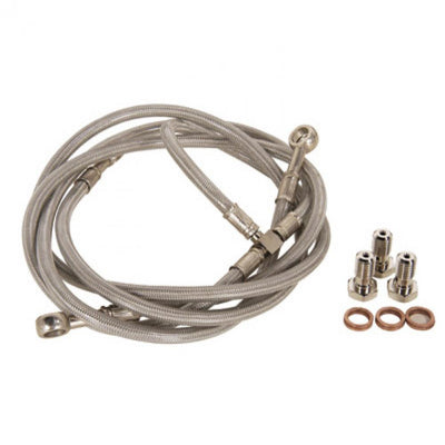 Tusk Front ATV Steel Braided Brake Line Standard Length Silver#mpn_TFK003D261-3