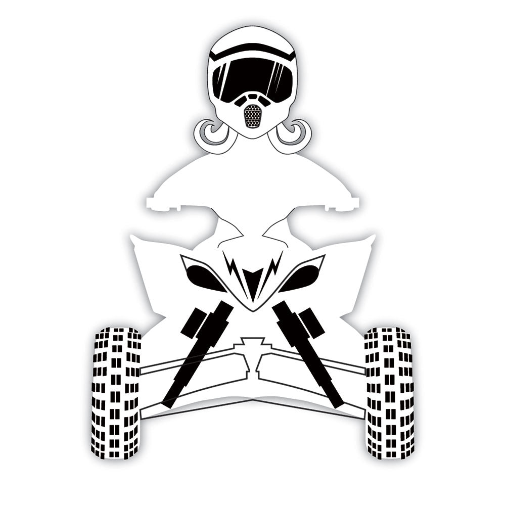 Attack Graphics Ride Life Family Window Decal 2.25" x 3" ATV Girl White#mpn_161-906-0008