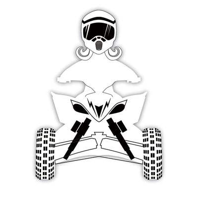 Attack Graphics Ride Life Family Window Decal 2.25" x 3" ATV Girl White#mpn_161-906-0008