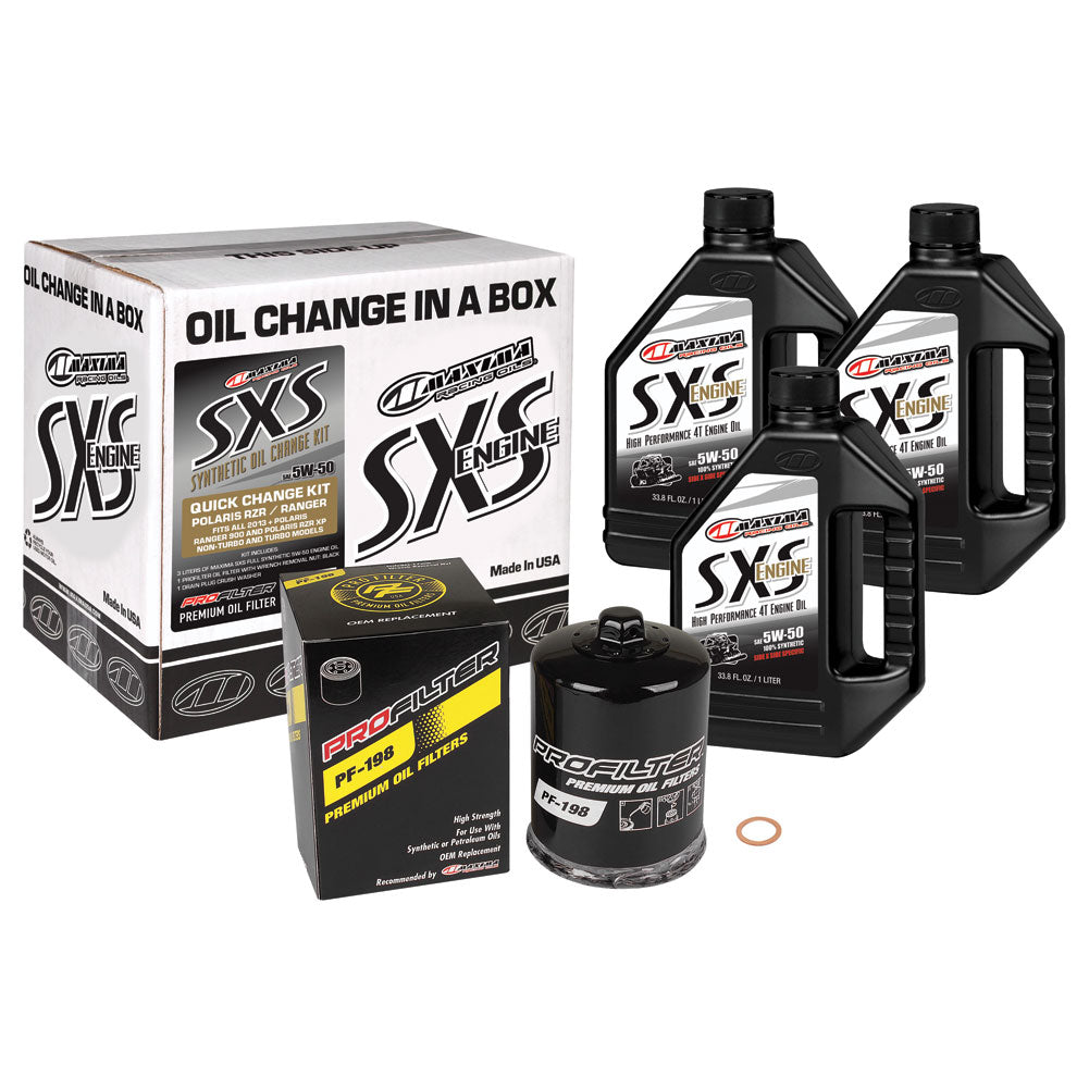 Maxima SXS Synthetic 5W-50 Oil Change Kit For POLARIS RZR Trail S 1000 Premium 2021-2023 #90-189013af46-a32fc8