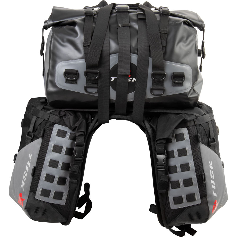 Tusk Highland X2 Rackless Luggage System w/Medium Dry Duffel Tail Bag Standard Heat Shield Black/Grey#mpn_2016200003