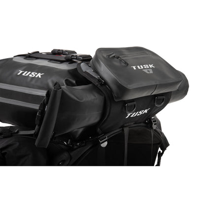 Tusk Highland X2 Rackless Luggage System w/Small Dry Duffel Tail Bag Standard Heat Shield Black/Grey#mpn_2016200005