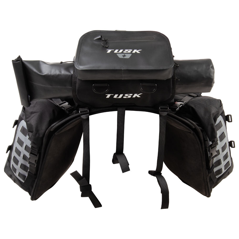 Tusk Highland X2 Rackless Luggage System w/Small Dry Duffel Tail Bag KTM/Husky 690-701 Heat Shield Black/Grey#mpn_2016200010