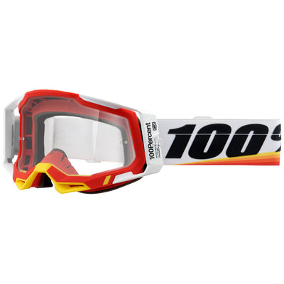 100% Racecraft 2 Goggle Arsham Red Frame/Clear Lens#mpn_50009-00016