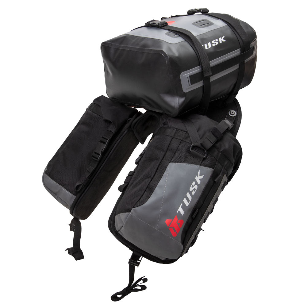 Tusk Excursion Rackless Luggage System w/ Small Dry Duffel Tail Bag KTM/Husky 690-701 Heat Shield Black/Grey#mpn_2031700007