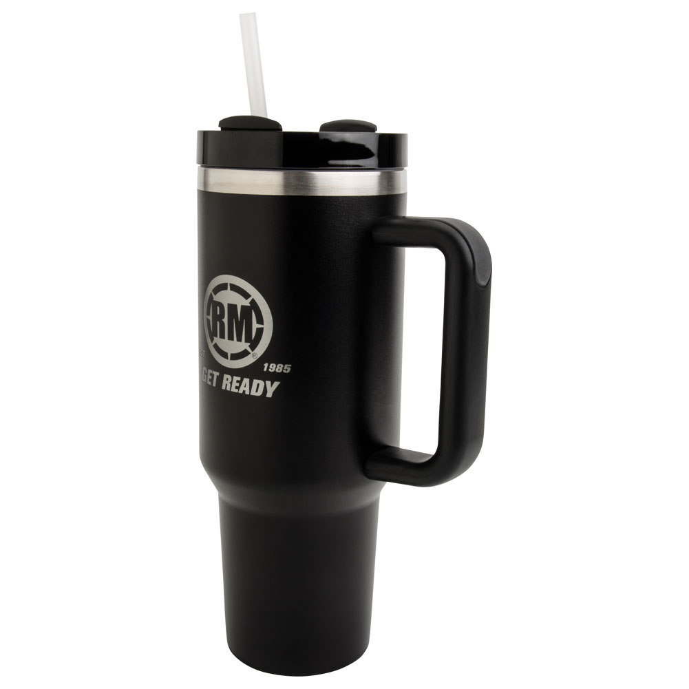 Rocky Mountain ATV/MC Insulated Tumbler with Handle/Straw Black/Silver 40 oz.#2134100001