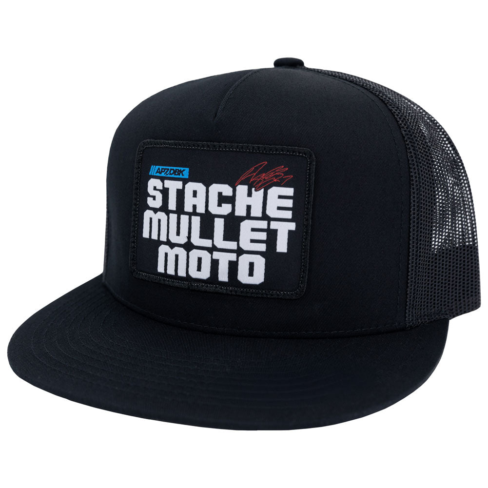 DBK Stache Mullet Moto AP7 Trucker 2Fifty Snapback Hat Black#HAT-STACHE-2FIFTY