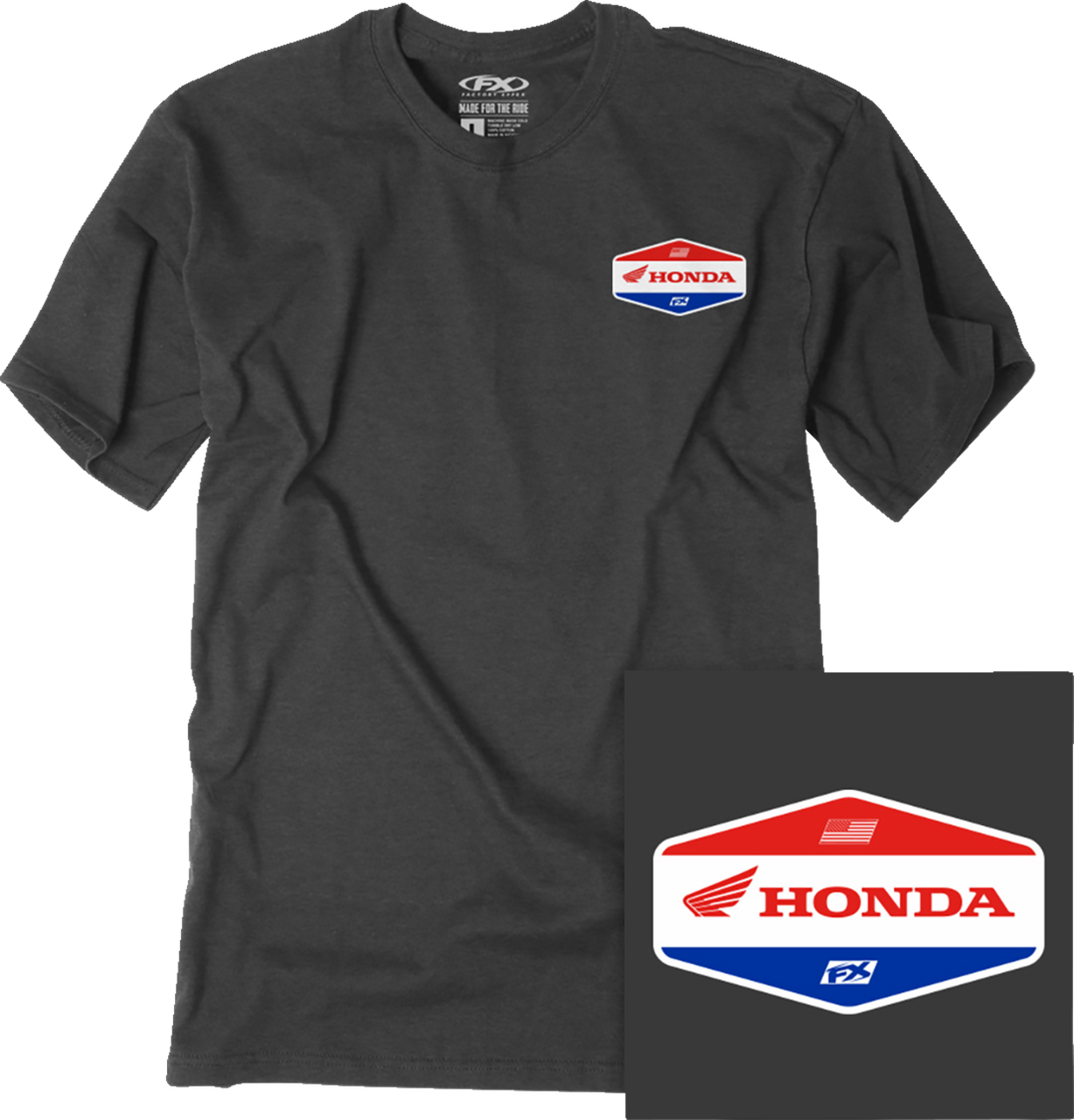 Factory Effex Honda Stadium T-Shirt Heather Charcoal 2XL#mpn_27-87338