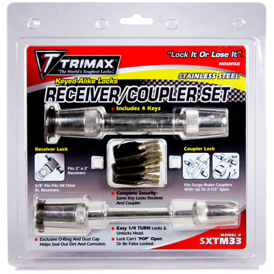 TRIMAX STAINLESS STEEL 5/8" RECIEVER LOCK, 3-1/2" SPAN COUPLER#mpn_SXTM33