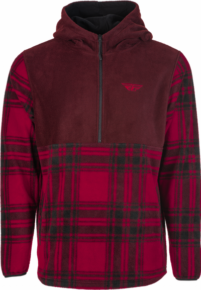 FLY HALF ZIP PULLOVER HOODIE RED PLAID 2X#mpn_354-00222X
