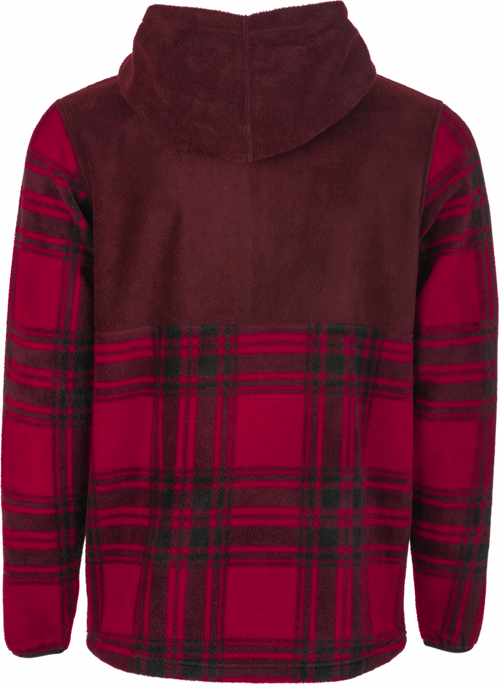 FLY HALF ZIP PULLOVER HOODIE RED PLAID LG#mpn_354-0022L