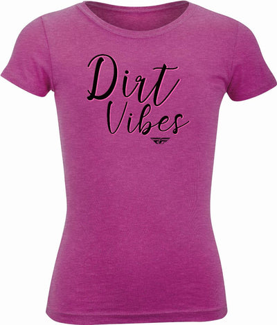 Fly Racing Girl's  Dirt Vibes Tee Raspberry #356-0520YL