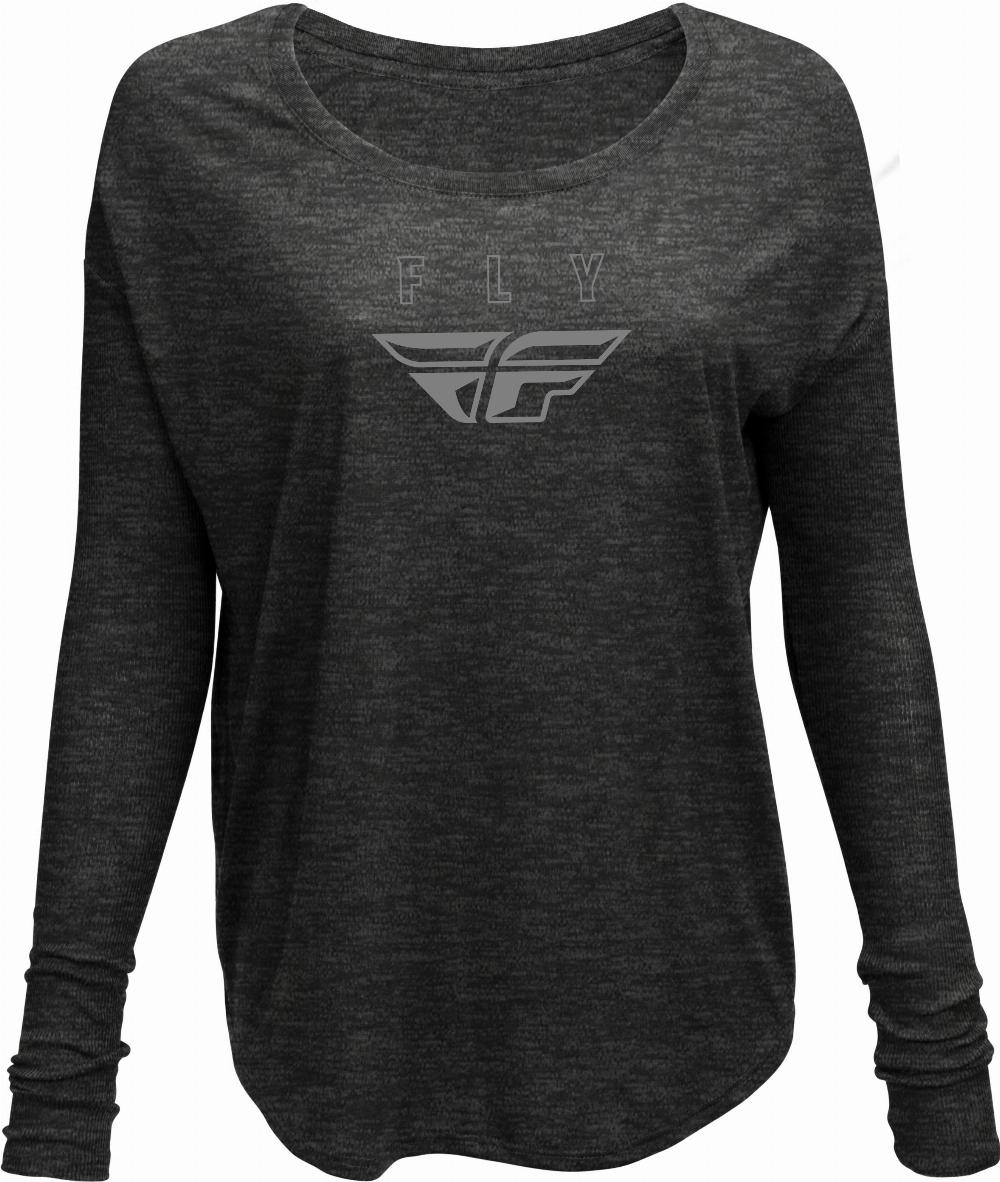 WOMEN'S FLY LOGO LONG SLEEVE TEE DARK GREY HEATHER 2X#mpn_356-40402X