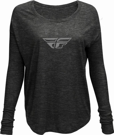 WOMEN'S FLY LOGO LONG SLEEVE TEE DARK GREY HEATHER XL#mpn_356-4040X