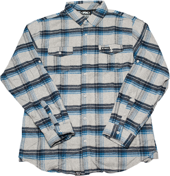 Factory Effex Yamaha Flannel Shirt Blue/Gray Large#mpn_22-85224