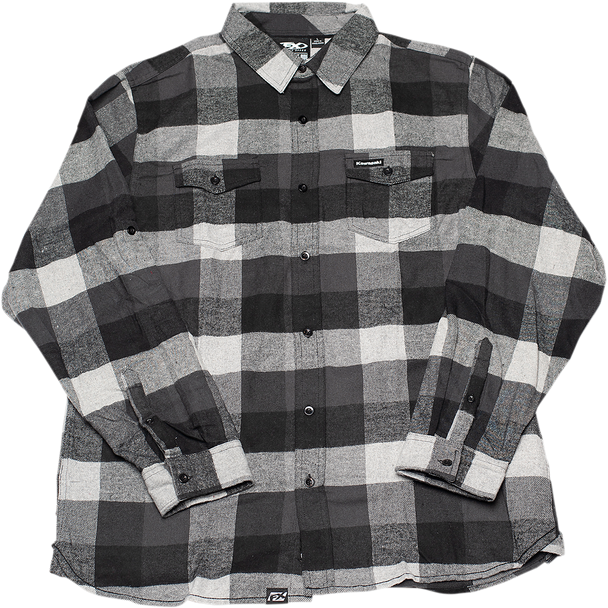 Factory Effex Kawasaki Flannel Shirt Black/Gray XL#mpn_22-85126