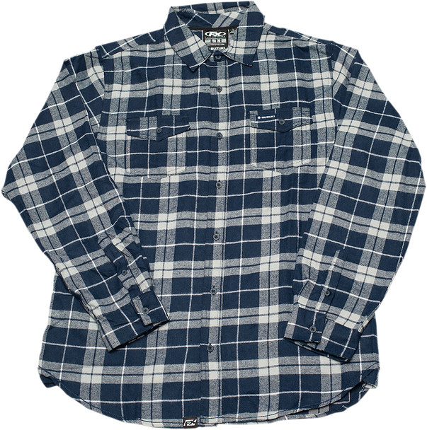 Factory Effex Suzuki Flannel Shirt Navy/Gray Medium#mpn_22-85422