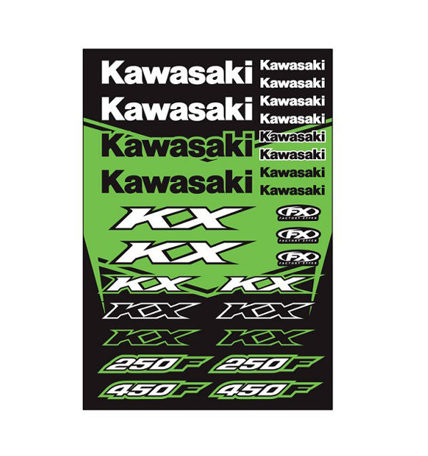 Factory Effex Kawasaki Factory Sticker Sheets Kawasaki KX#22-68130