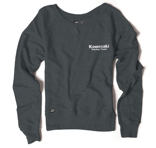 Factory Effex Kawasaki Women's Sweatshirt Crew/Heather Charcoal (M)#mpn_22-88122