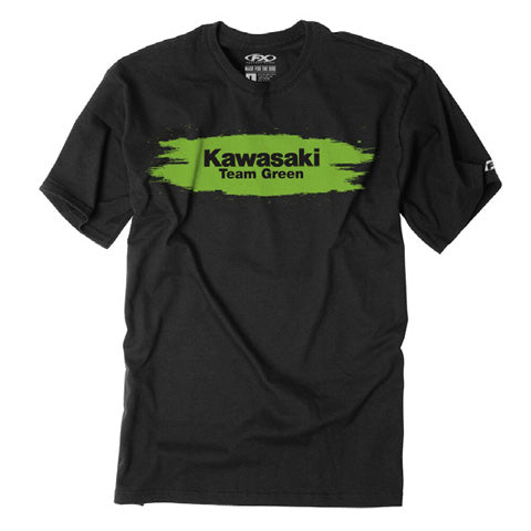 Factory Effex 22-83102 Youth Team Green Stripes T-Shirt - Black (M) #22-83102