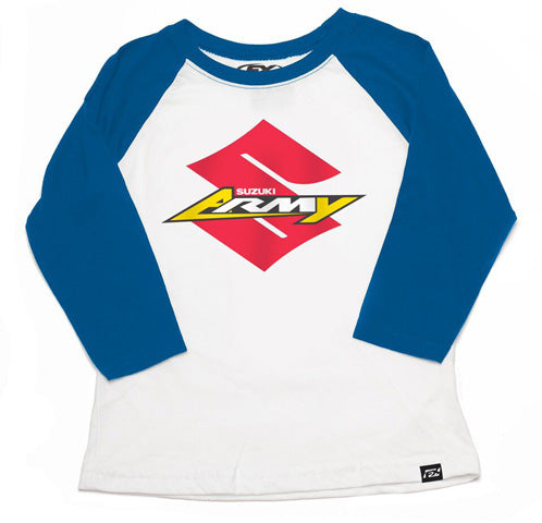 Factory Effex Suzuki Army Youth Baseball Shirt Royal-White (XL)#mpn_22-83416