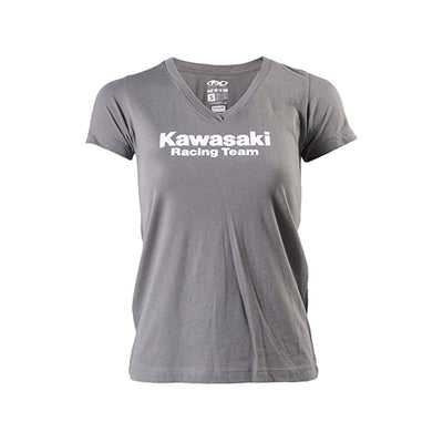 KAWASAKI RACING WOMEN'S V-NECK T-SHIRT / CHARCOAL GRAY (L)#mpn_18-87154