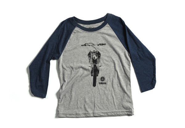 FX YAMAHA BIKE YOUTH BASEBALL SHIRT / NAVY-HEATHER GRAY (L)#mpn_21-83214