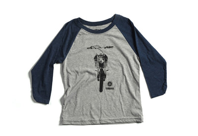 FX YAMAHA BIKE YOUTH BASEBALL SHIRT / NAVY-HEATHER GRAY (XL)#mpn_21-83216