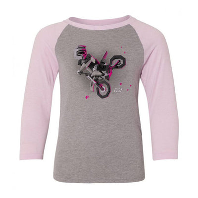 FX MOTO KIDS GIRLS YOUTH BASEBALL SHIRT / PINK-HEATHER GRAY S#mpn_21-83730