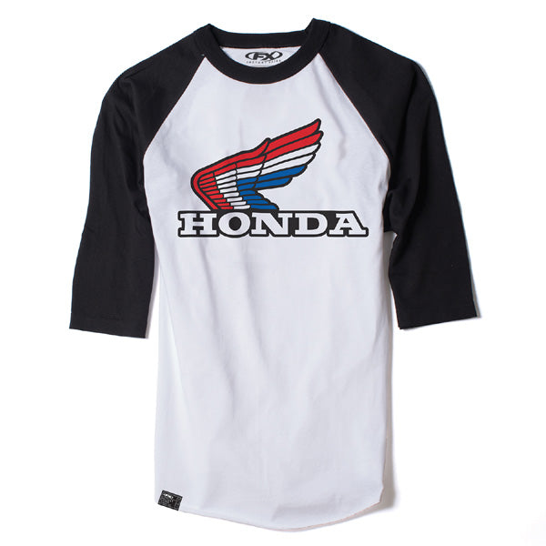 Factory Effex 17-87332 Men's Vintage Baseball Shirt - White-Black (M) #17-87332