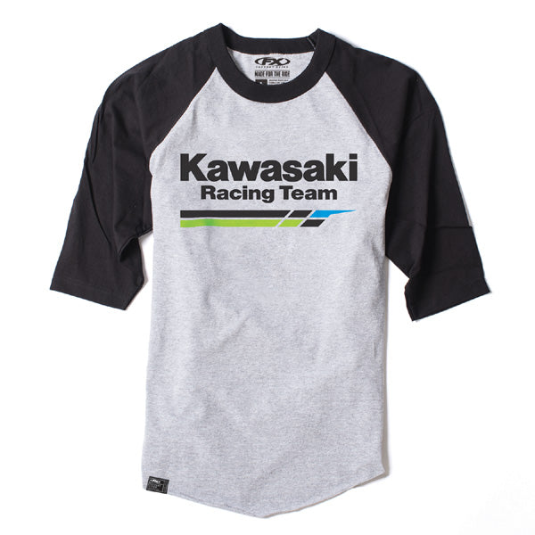 KAWASAKI RACING MEN'S BASEBALL SHIRT / HEATHER GRAY-BLACK (XXL)#mpn_17-87128