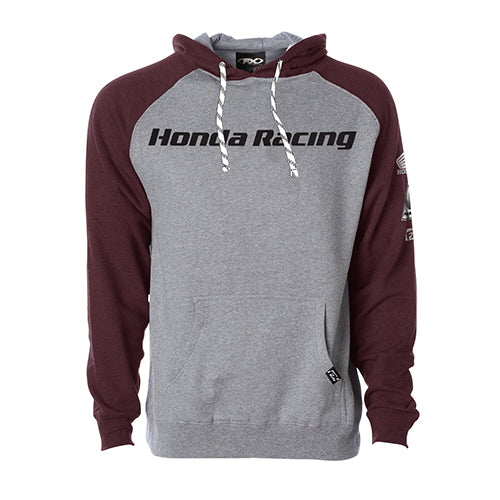 Factory Effex 23-88302 Men's Racing Pullover Hoodie - Heather Gray/Burgandy (M) #23-88302