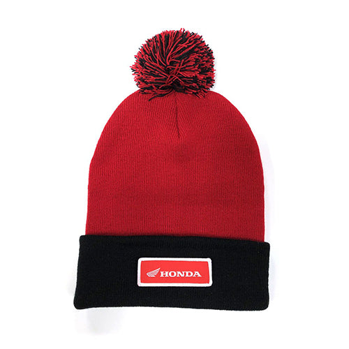 Factory Effex 23-86302 Beanie With Pom - Black-Red (OS) #23-86302