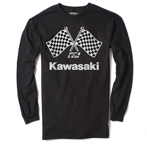 Factory Effex 23-87118 Men's Finish Line Long Sleeve Shirt - Black XX-Large #23-87118