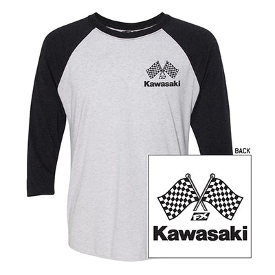 KAWASAKI FINISH LINE MEN'S BASEBALL SHIRT / WHITE-BLACK (XL)#mpn_23-87126