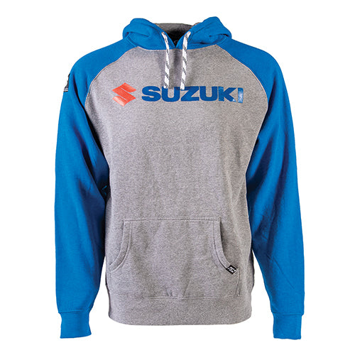 SUZUKI LANDSCAPE MEN'S PULLOVER HOODIE / HEATHER GRAY-ROYAL BLUE (XL)#mpn_24-88406