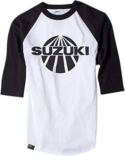 Factory Effex Suzuki Vintage Raglan Baseball Shirt (White/Black, Large)#mpn_17-87434