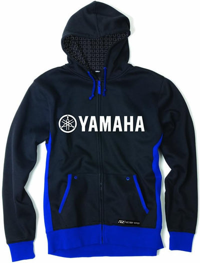 Factory Effex Yamaha Lined Hooded Zip-Up Sweatshirt (Black/Blue, Large)#mpn_16-88242