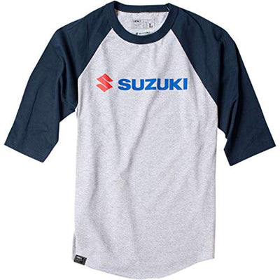 Factory Effex Suzuki Raglan Baseball Shirt (Heather Gray/Black,X-Large)#mpn_17-87426