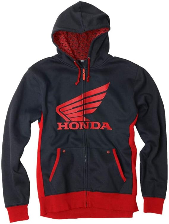 Factory Effex Honda Limit Hooded Lined Zip-Up Sweatshirt (Black/Red, L)#mpn_15-88352