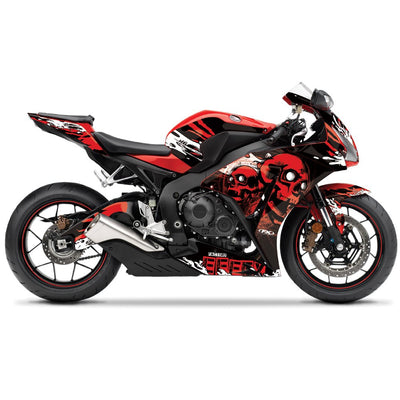 Factory Effex Skull Series Red Complete Street Bike Graphic Kit#mpn_17-18324-SS