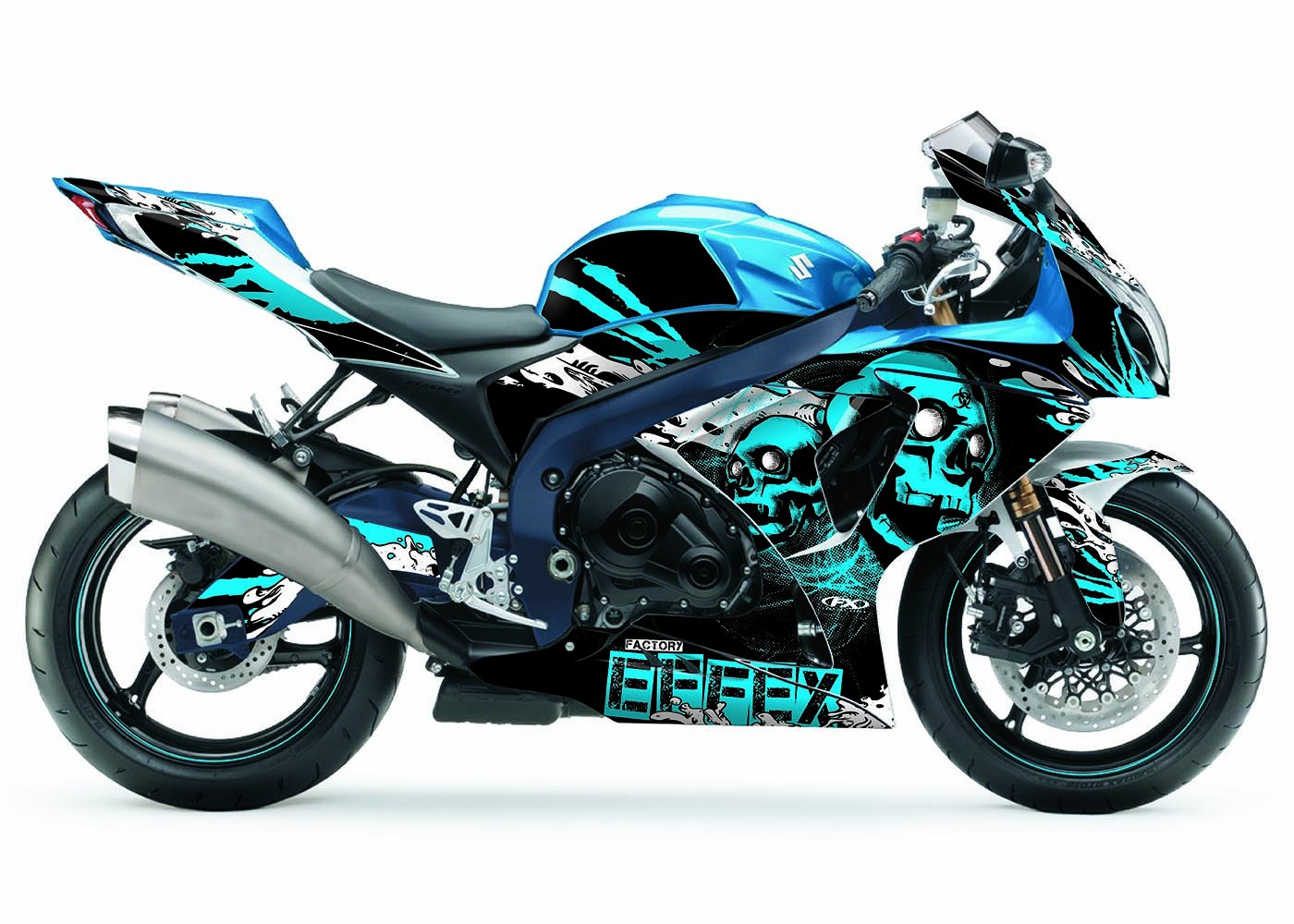 Factory Effex Skull Series Blue Complete Street Bike Graphic Kit#mpn_17-18420-SS