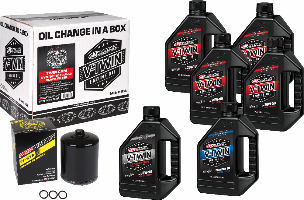 V-TWIN OIL CHANGE KIT SYN TC BLACK FILTER #90-119016PB