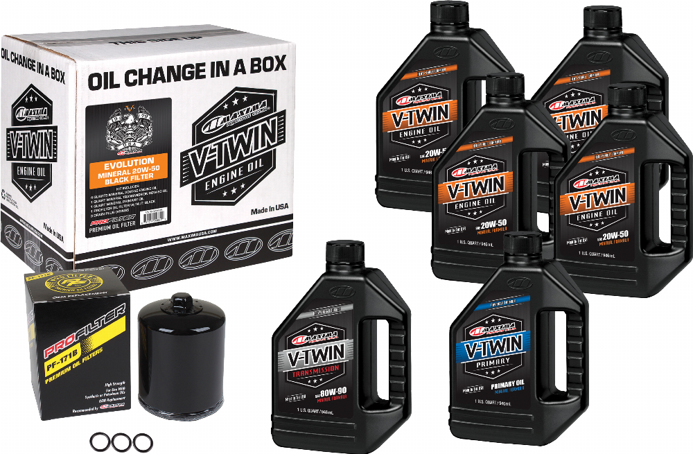 V-TWIN OIL CHANGE KIT MINERAL EVO  BLACK FILTER #90-069016PB