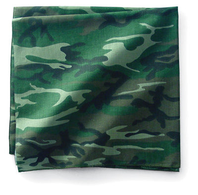 BANDANNA, 100% COTTON, WOODLAND CAMOUFLAGE, PREMIUM, 22 X 22#mpn_B008