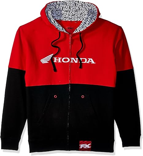 Factory Effex Honda Double Hooded Zip-Up Sweatshirt (Black/Red, Medium)#mpn_15-88360